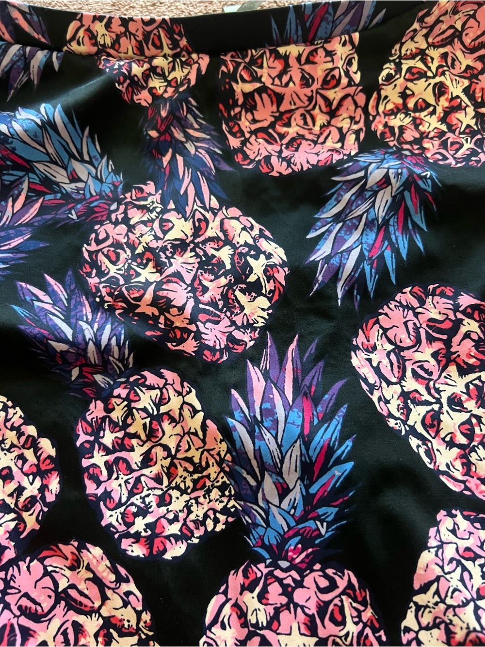 torrid Black Swim Skirt with Pink & Blue Pineapple Print